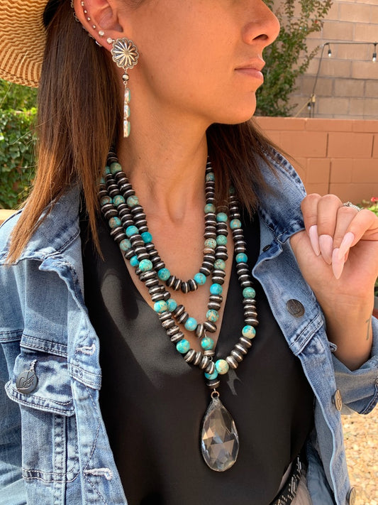 African wood beads with jasper stones necklace