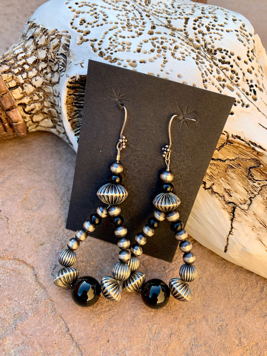 Navajo pearl and onyx earrings