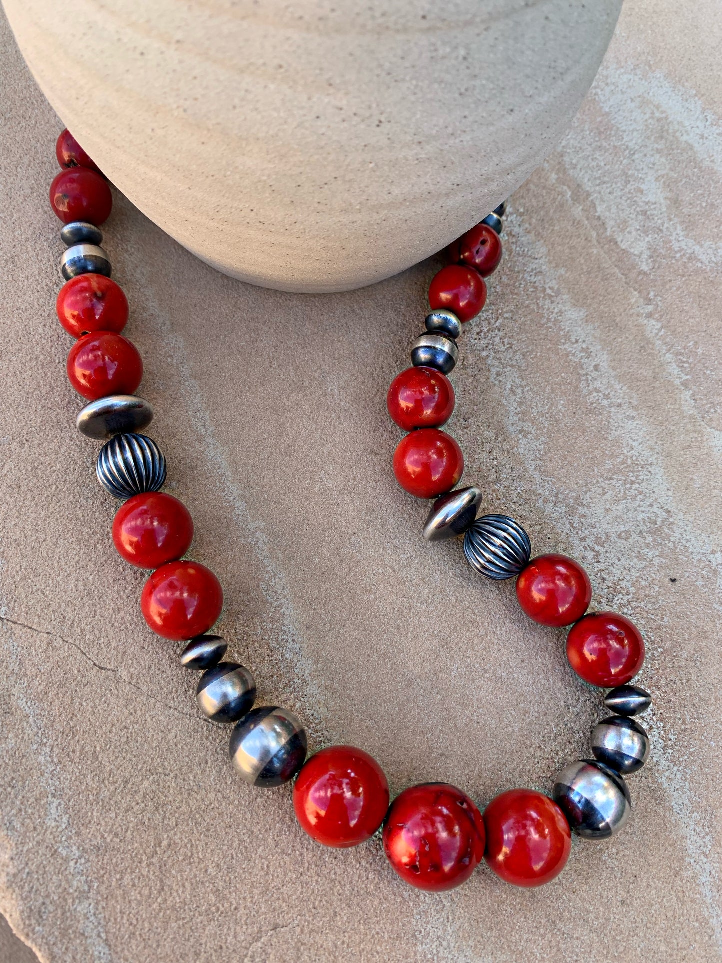 Coral and Navajo pearl necklace
