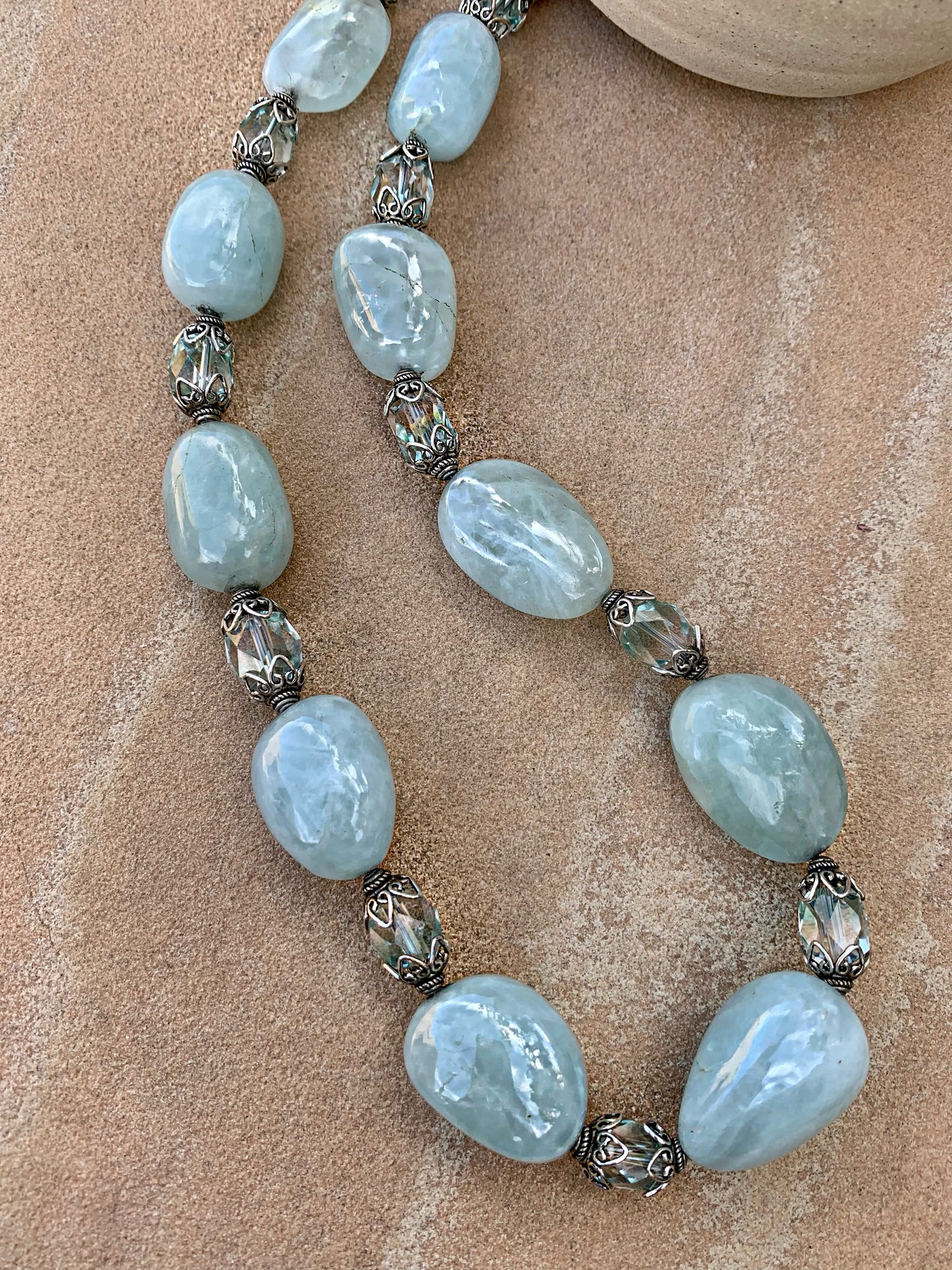 Aquamarine necklace with aqua and topaz