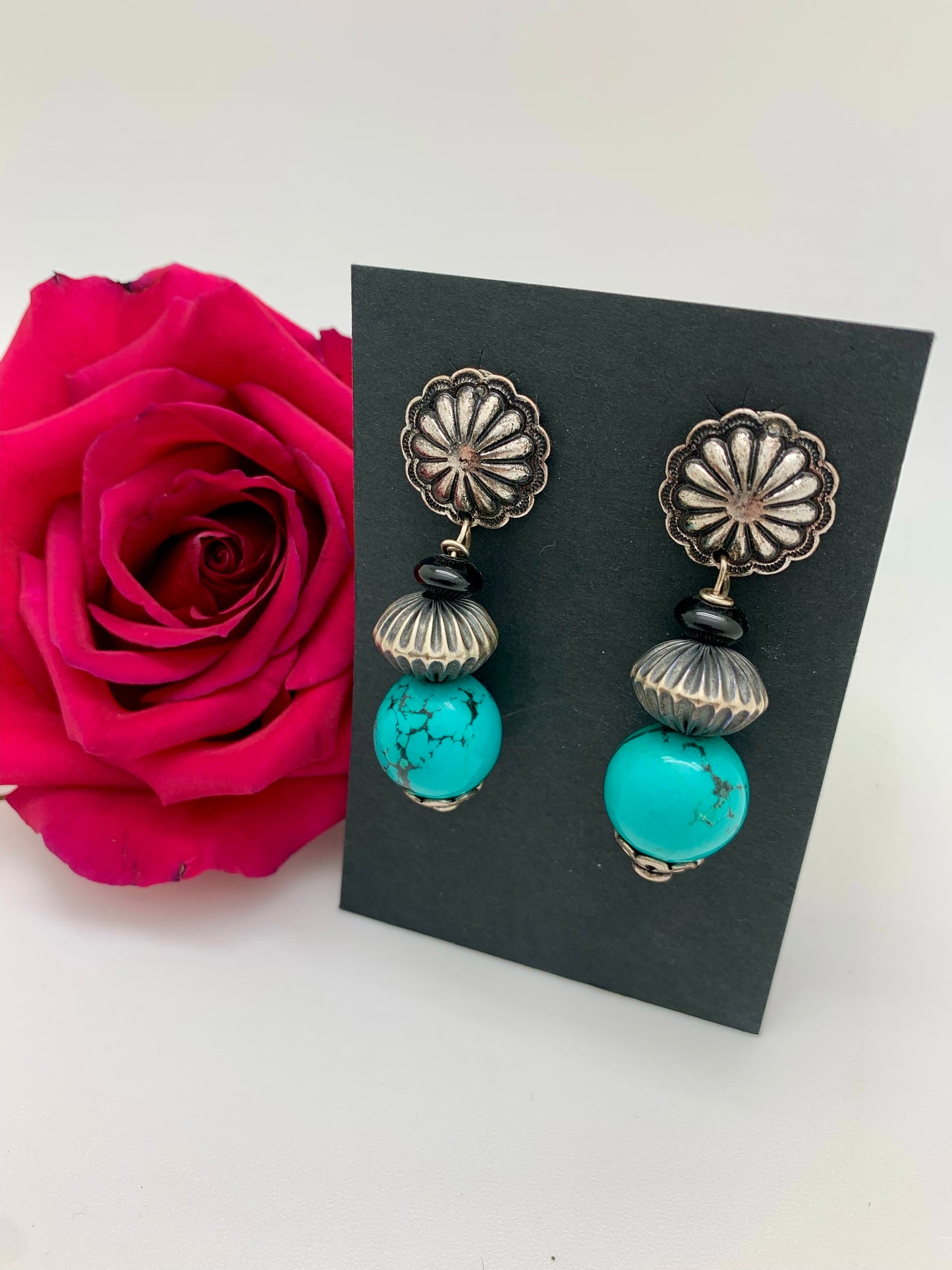 Turquoise with Navajo pearls on posts