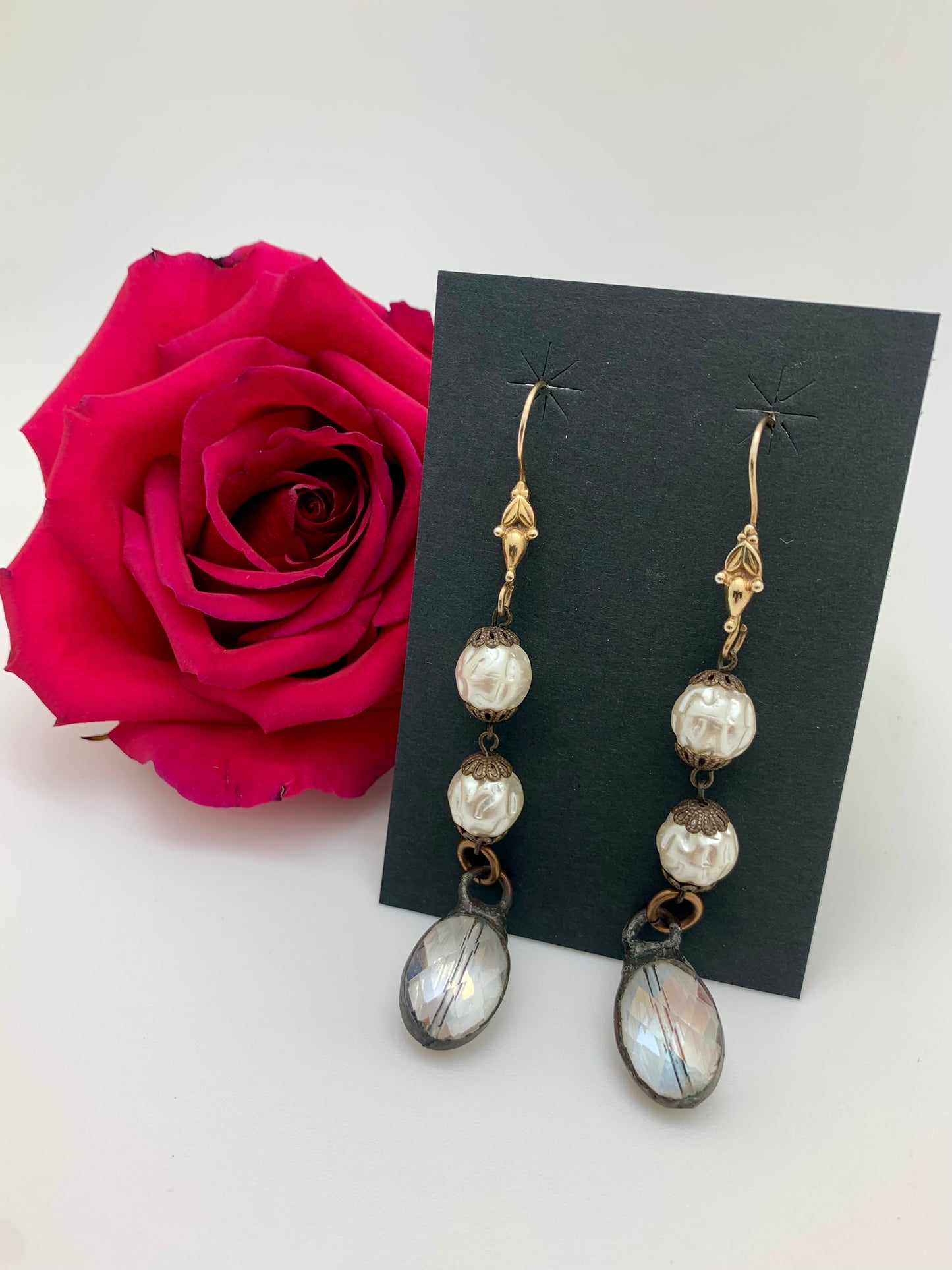 Soldered crystals with foux pearl