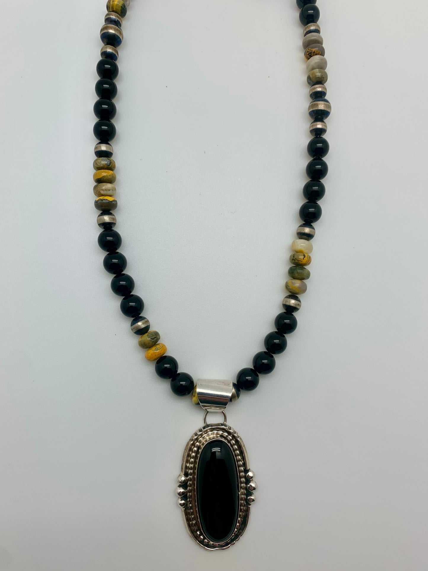 Onyx with bumble bee jasper and onyx drop