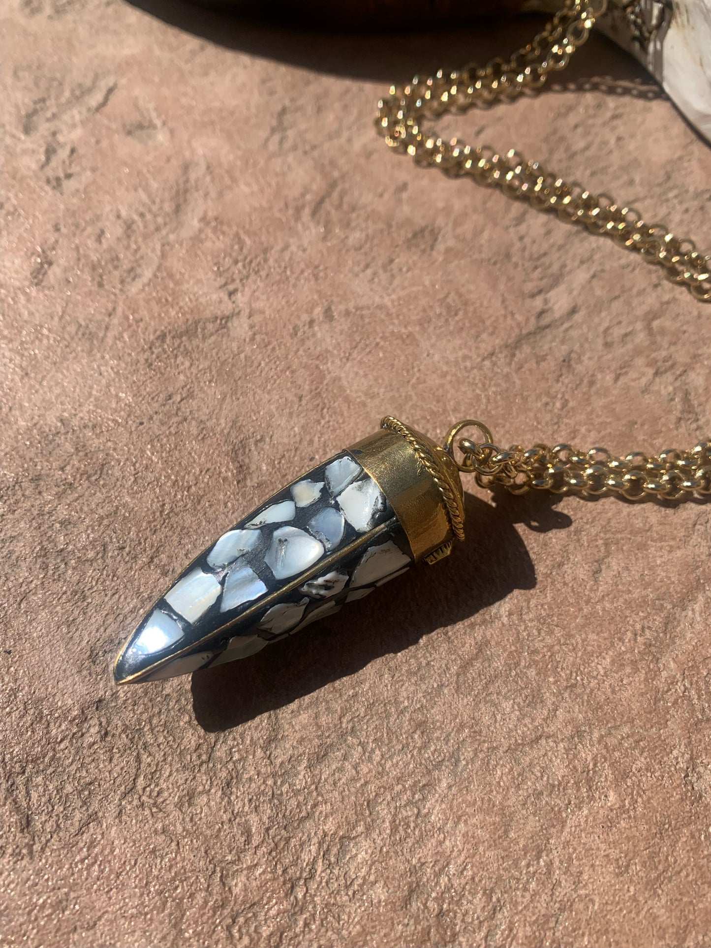 Mother of pearl on gold chain