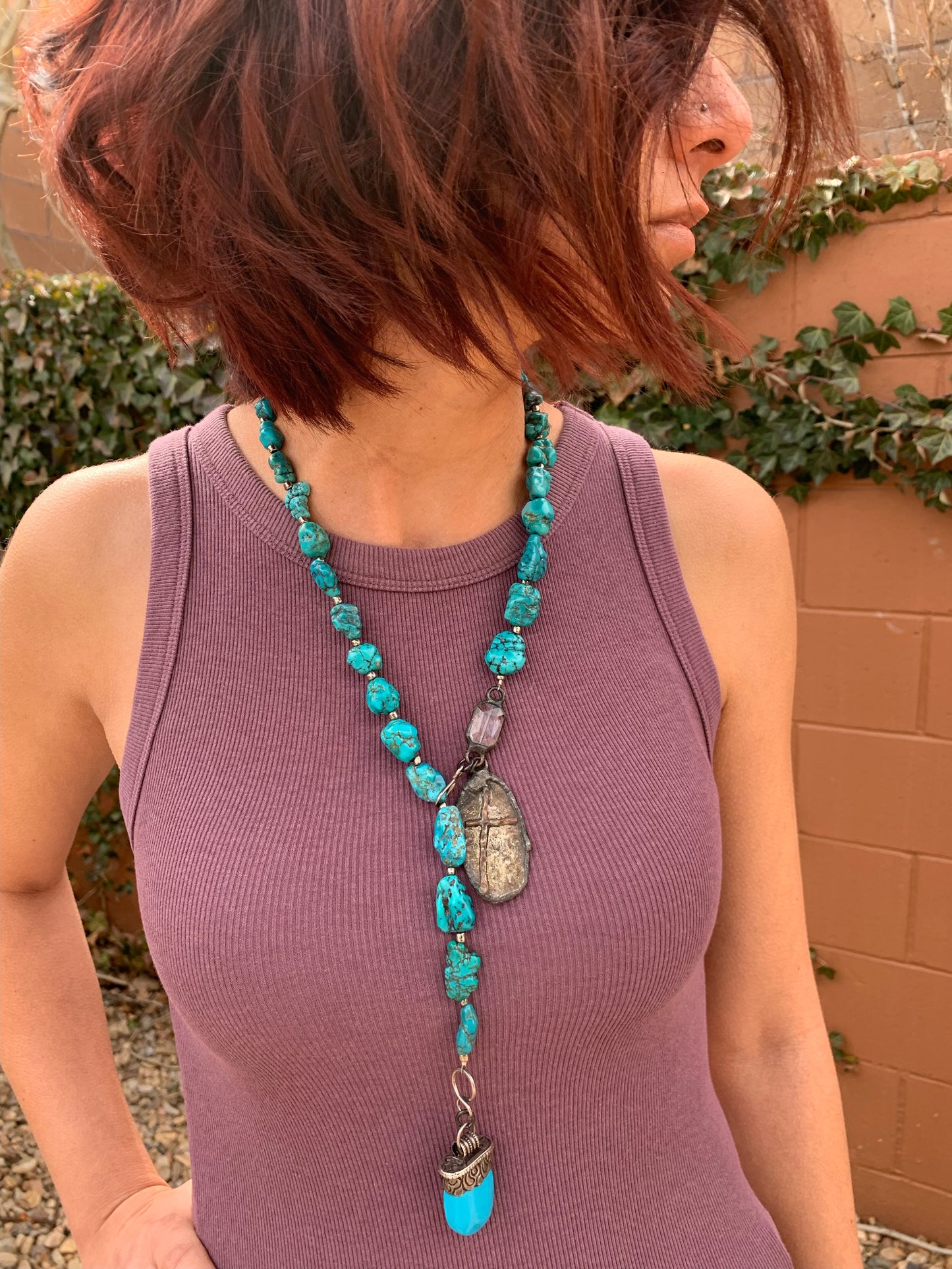 Turquoise with soldered cross
