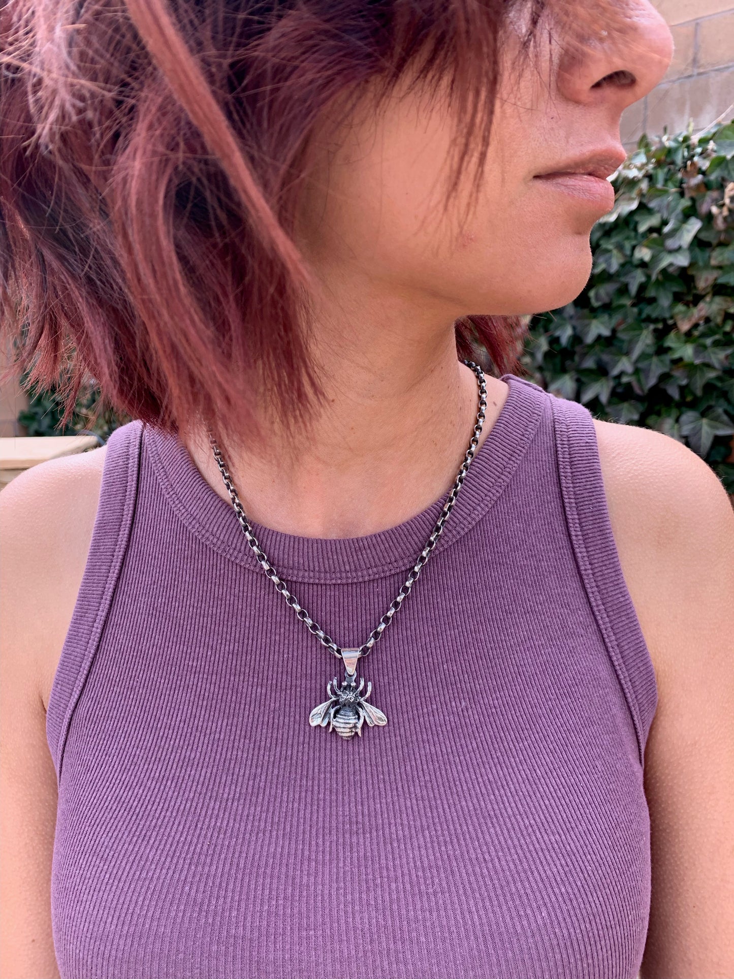 Sterling silver bumble bee on sterling silver chain
