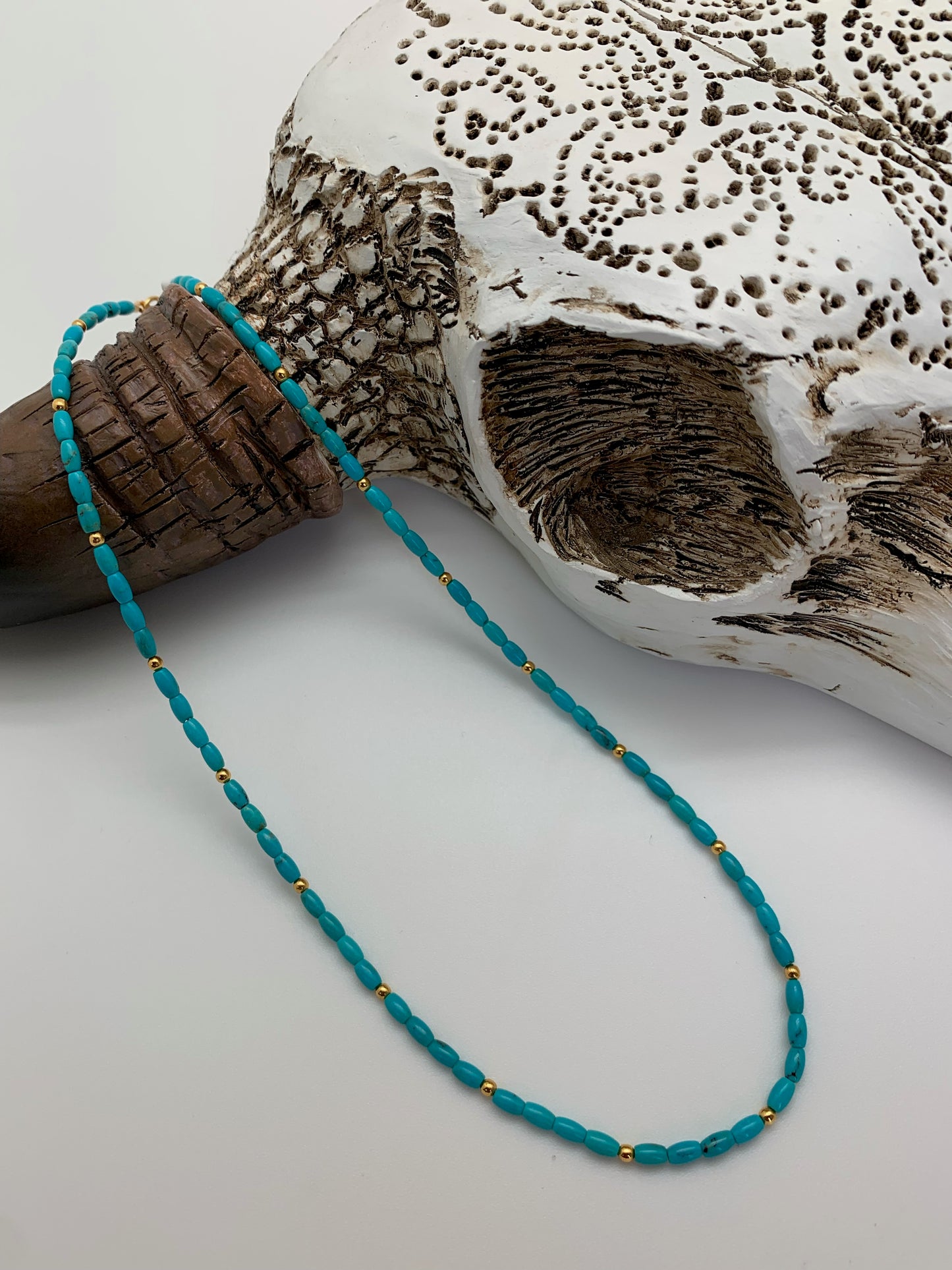 Turquoise mini strand with gold filled beads