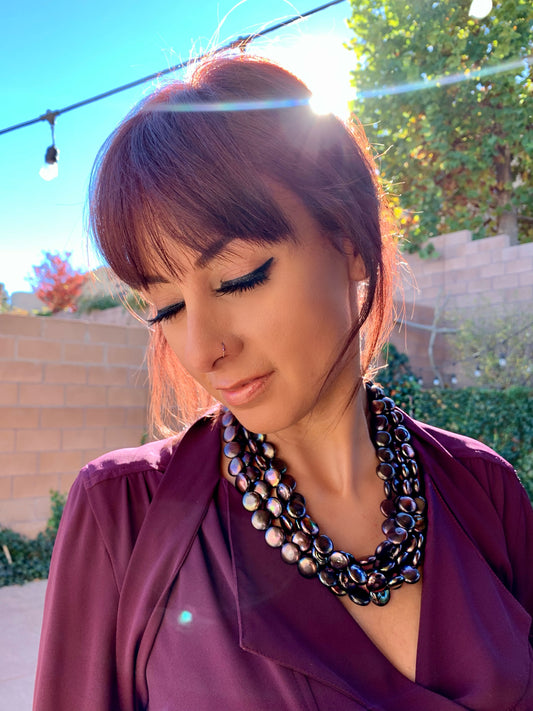 Multi strand peacock coin pearls