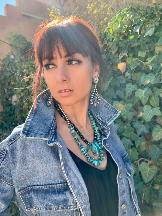 Black onyx with turquoise necklace