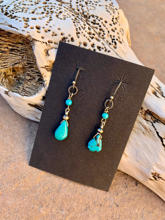 Small turquoise with silver earrings