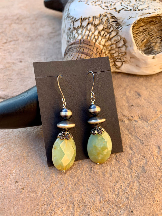 Peruvian opal and Navajo pearl earrings