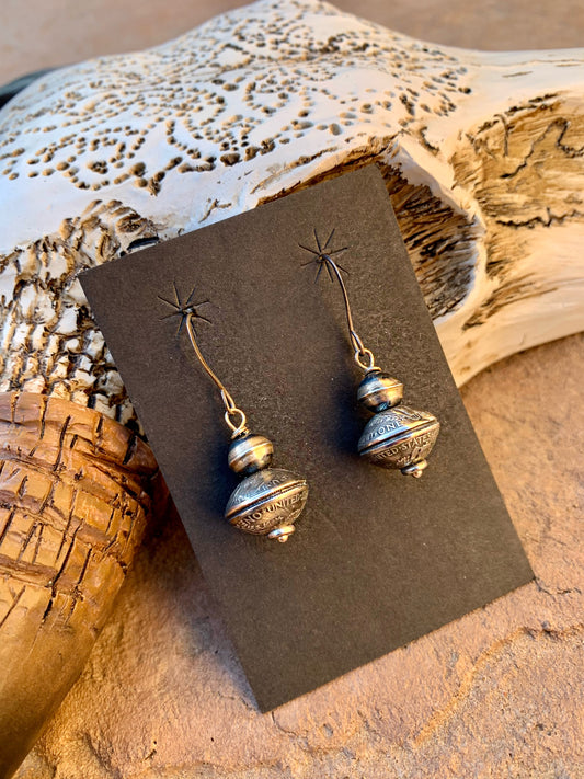 Mercury dime and navajo pearl earrings