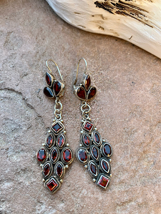 Garnet sterling earrings