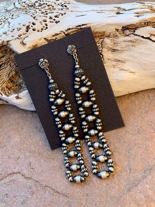 Long Navajo pearl earrings