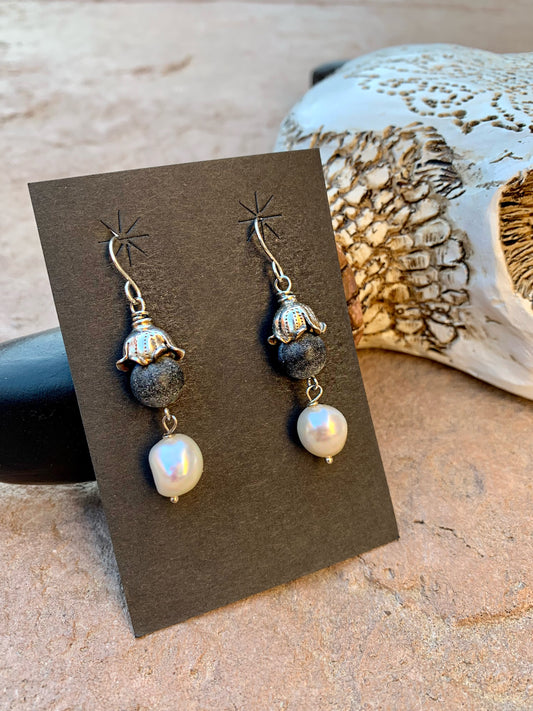 Pearl agate with sterling silver earrings