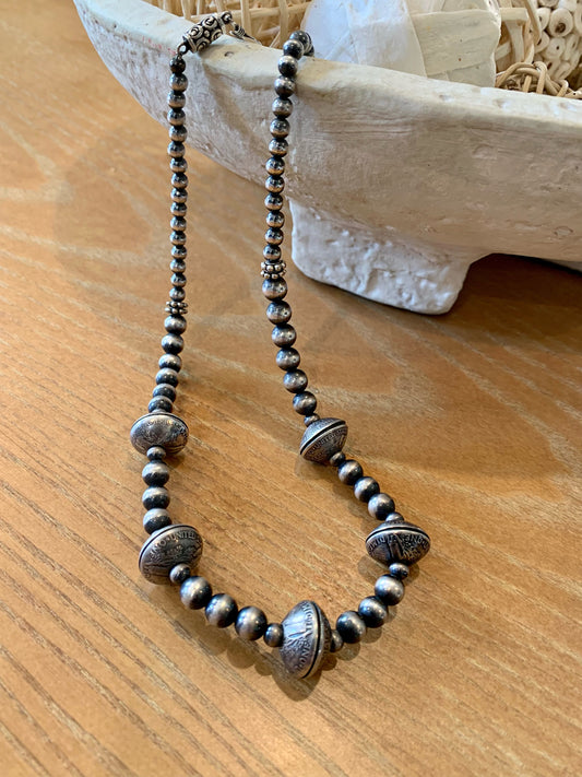 Navajo pearl and mercury dimes necklace