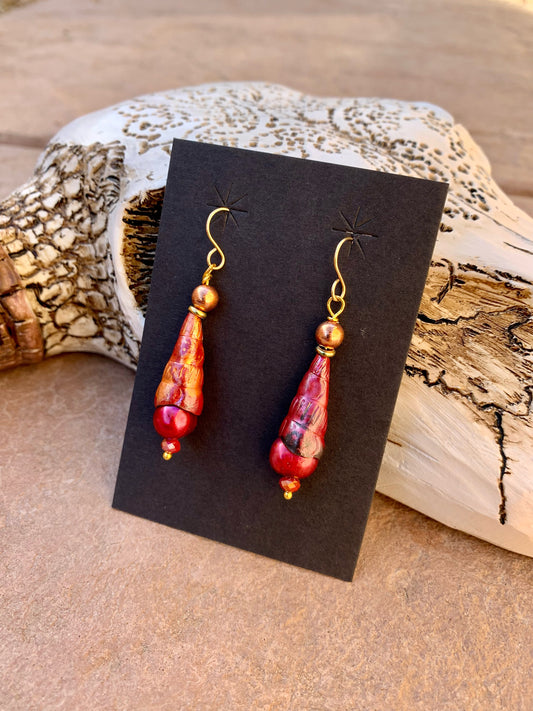 Copper with pink pearl earrings