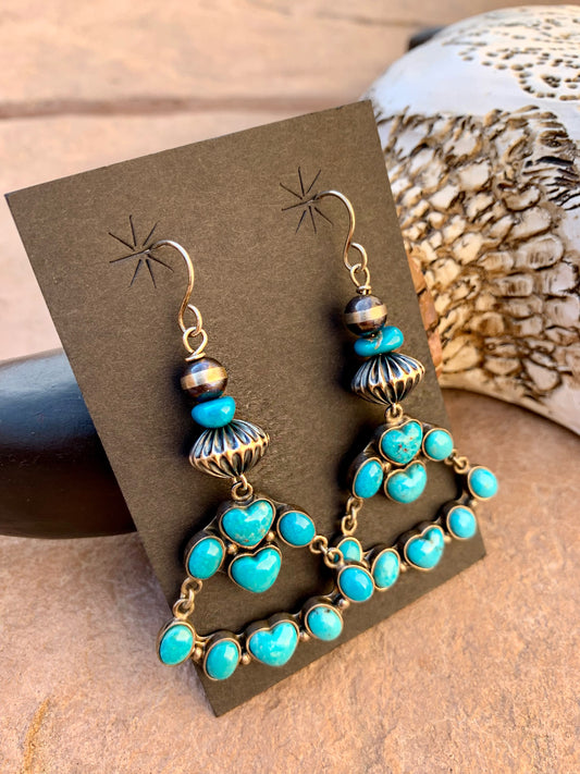 Sleeping beauty turquoise with Navajo pearl earrings