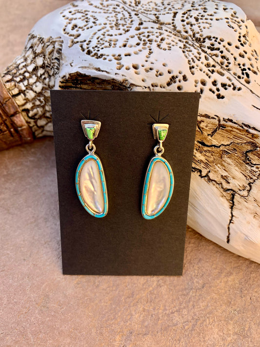 Mother of pearl with turquoise earrings