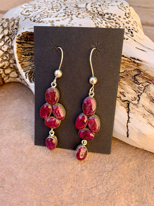 Raw ruby earring