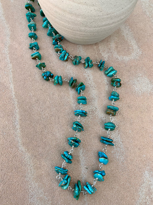 Rosary style kingman turquoise necklace