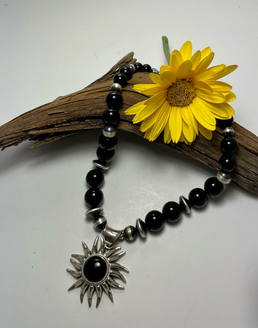 Onyx with sterling silver sun