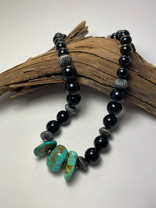 Onyx and kingman turquoise necklace