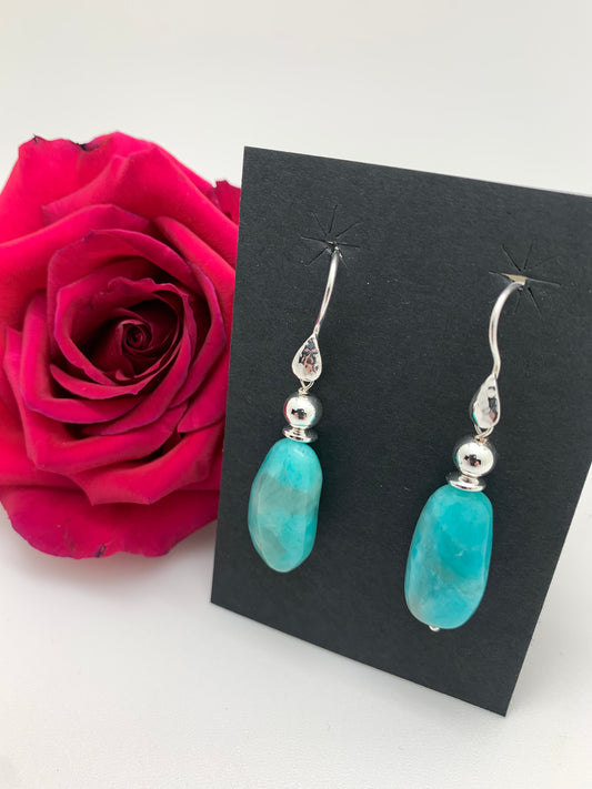 Amazonite on sterling wires earrings