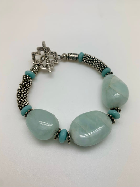 Aquamarine with Bali bead spacers