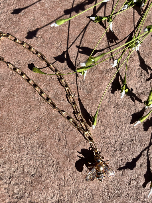 Gold chain with bling bee