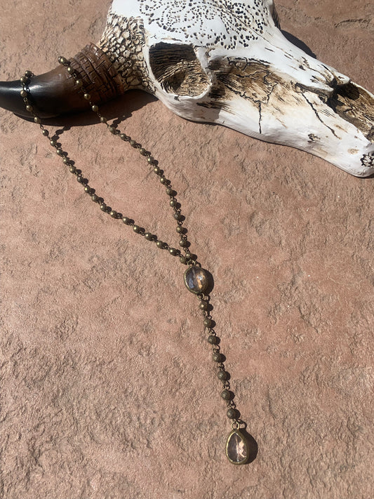 Gold rosary chain with soldered crystals