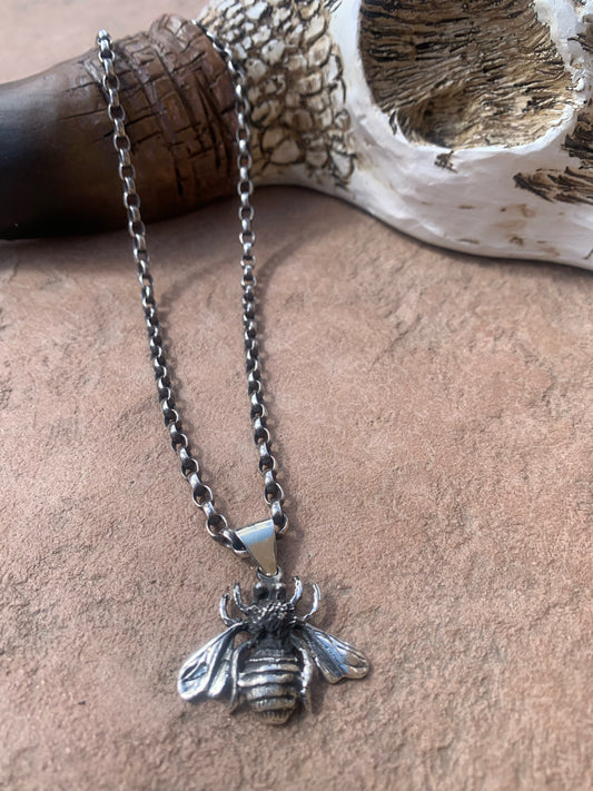 Sterling silver bumble bee on sterling silver chain