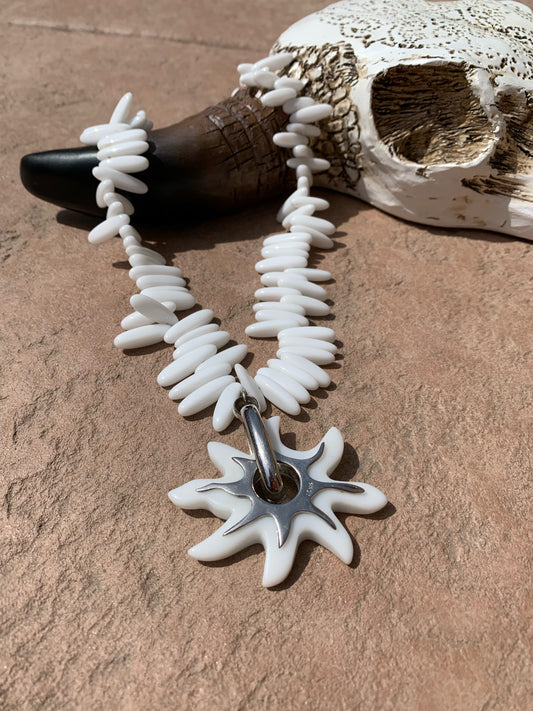 White jade with sun pendant necklace