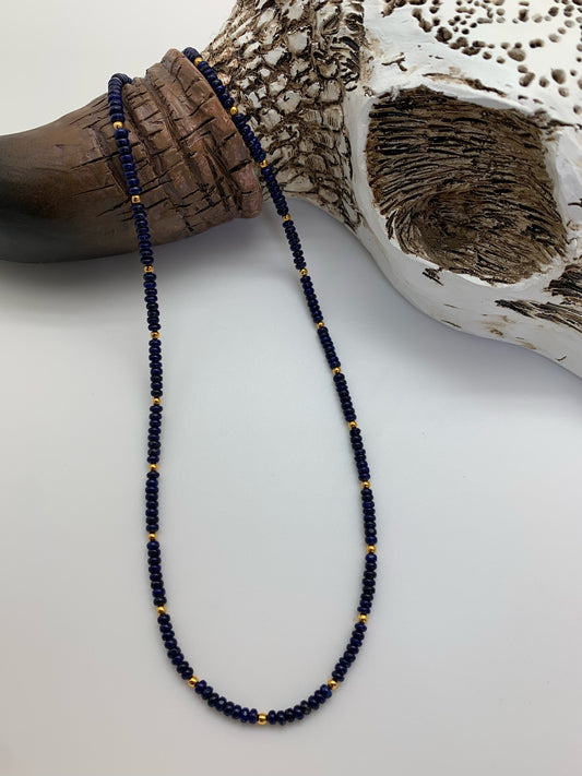Lapis on mini strand with gold filled beads